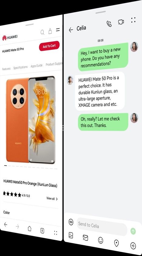 HUAWEI Mate X3 - podział ekranu w pionie