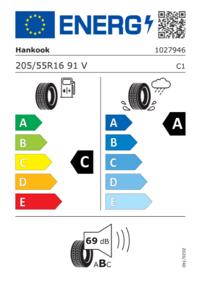 Hankook Ventus Prime4 K135 205/55R16 91V - etykieta