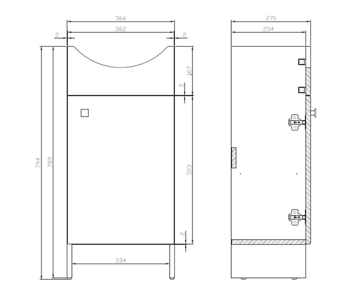 Cersanit Basic 40 Cm Biały Połysk S801536 zdj techniczne 2