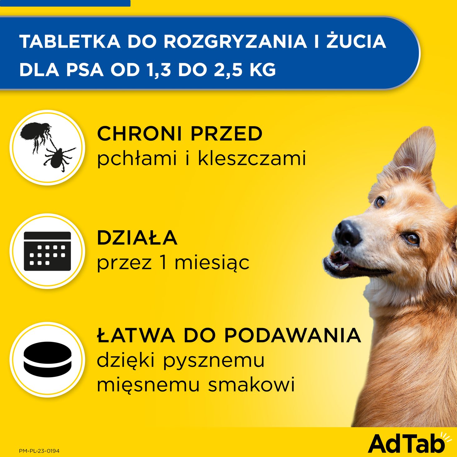 Elanco AdTab Dog1,3-2,5kg - działa przez 1 miesiąc