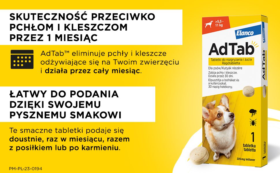 Elanco AdTab Dog 5,5-11kg - skuteczność przeciwko pchłom