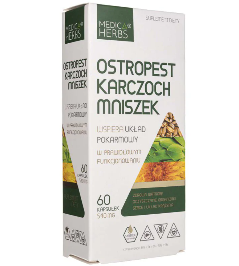 Medica Herbs Ostropest Karczoch Mniszek 540mg 60kaps.