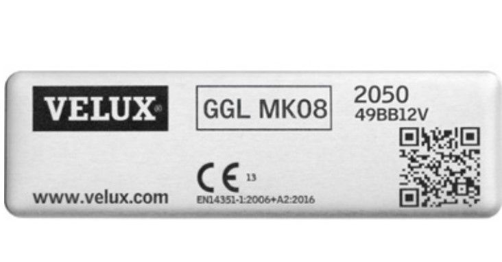 VELUX GLL Q Tabliczka znamionowa