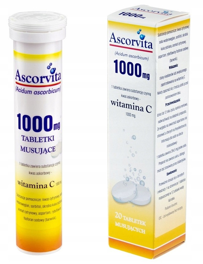 Ascorvita witamina C tabletki musujące 1g x 20 tab - 2