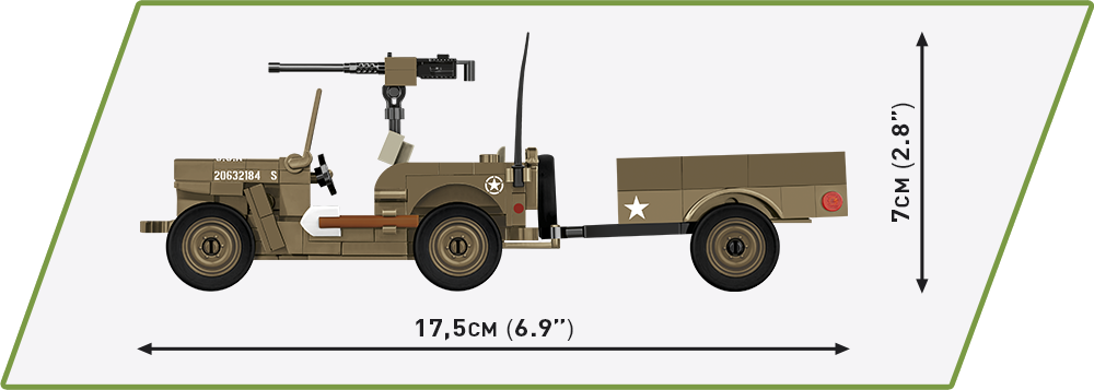 COBI Willys MB & Trailer wymiary zestawu