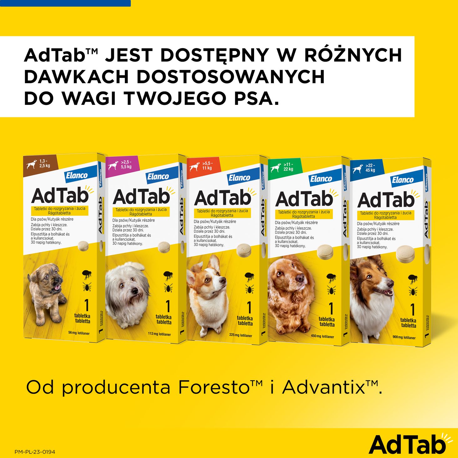 Elanco AdTab Dog 2,5-5,5kg - dostępny w różnych dawkach