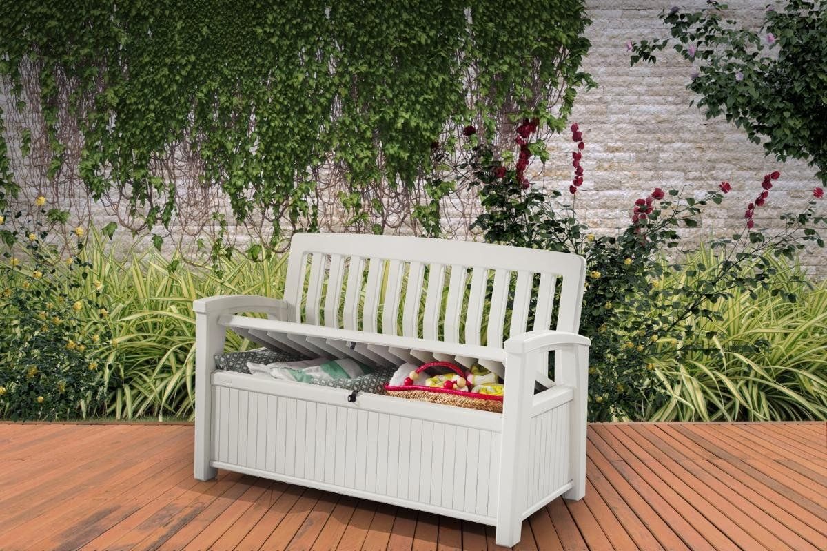 Keter ławka ogrodowa ze skrzynią Patio 227l biała - 2