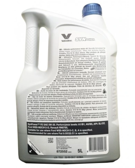 Valvoline SynPower FE Ford 5W30 5L - 2
