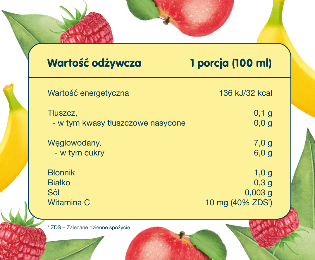 Nektar owocowy jabłko, banan, malina - 3