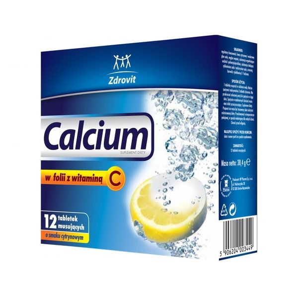 Zdrovit Calcium W Folii Z Wit. C- 12 Tabl. Musujących