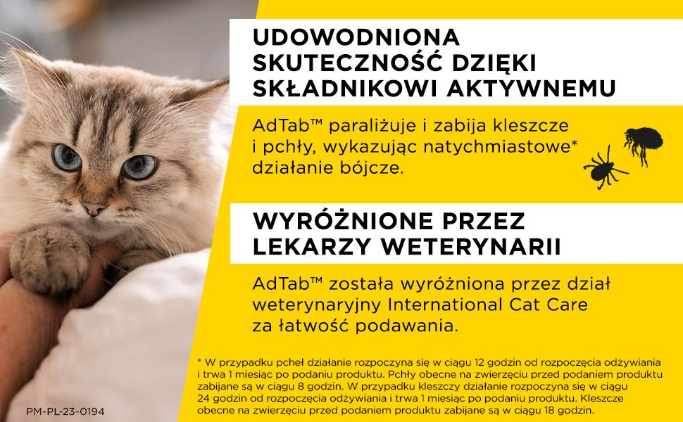 Elanco AdTab Cat 0,5-2 kg - skuteczność przeciwko pchłom