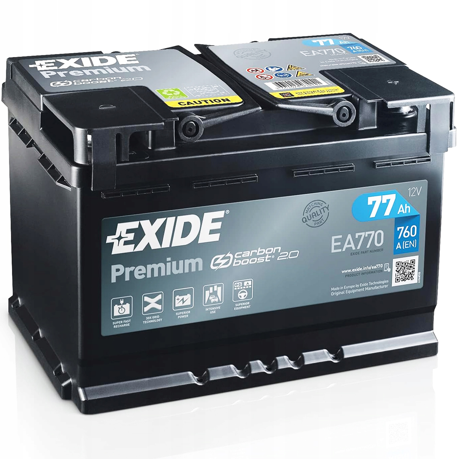 Exide Ea770 77Ah/760A Premium P+