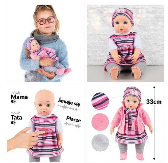 KINDERPLAY LALKA BOBAS BABY MÓWI UBRANKA UBRANKO