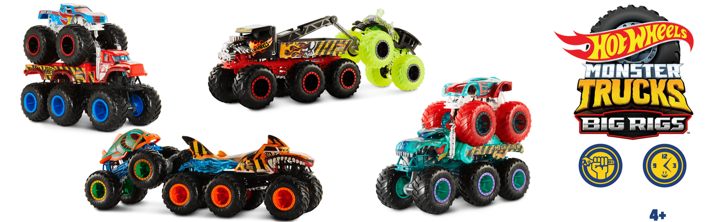 Hot Wheels Monster Trucks 6-kołowa ciężarówka 1:64 Ast.2