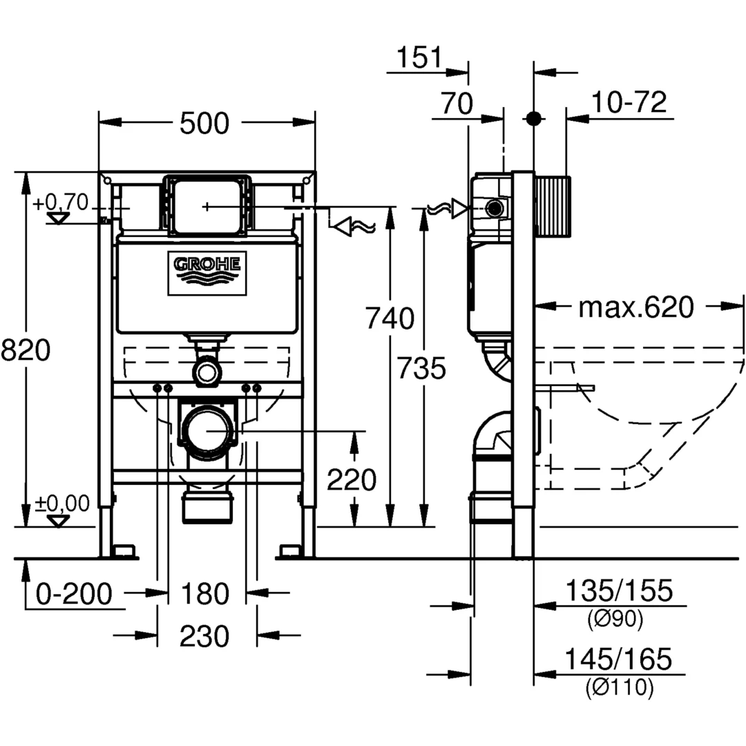 GROHE Rapid SL 38526000 - rysunek techniczny