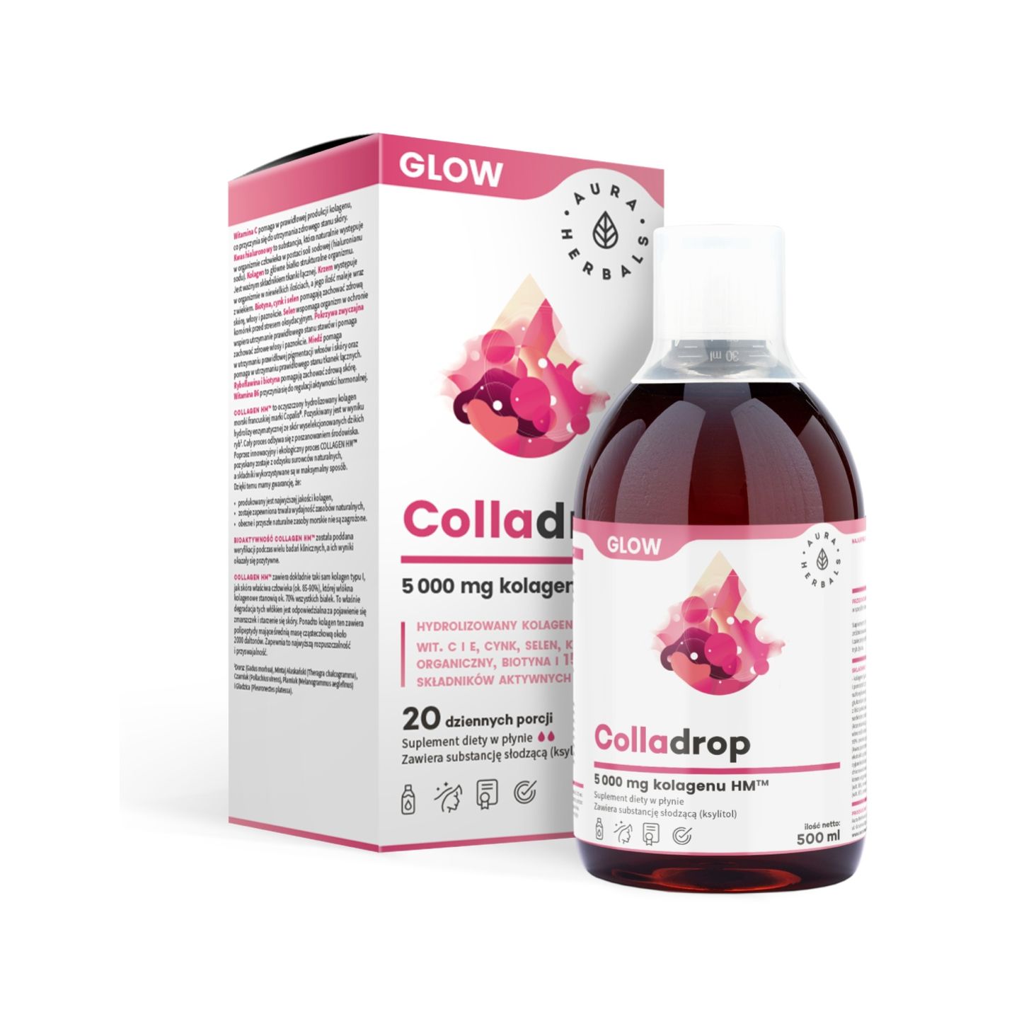 Aura Herbals Colladrop Glow 5000 mg Kolagen Morski 500ml