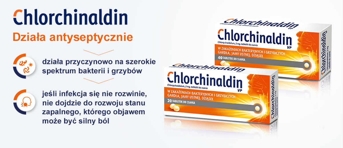 Chlorchinaldin - działa antyseptycznie