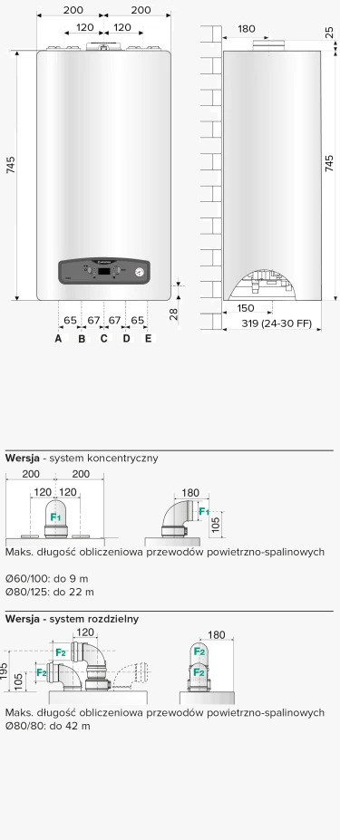 Ariston Cares S rysunek techniczny