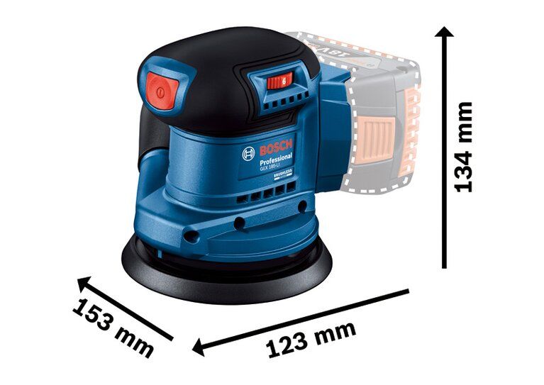 Bosch GEX 185-LI Professional wymiary