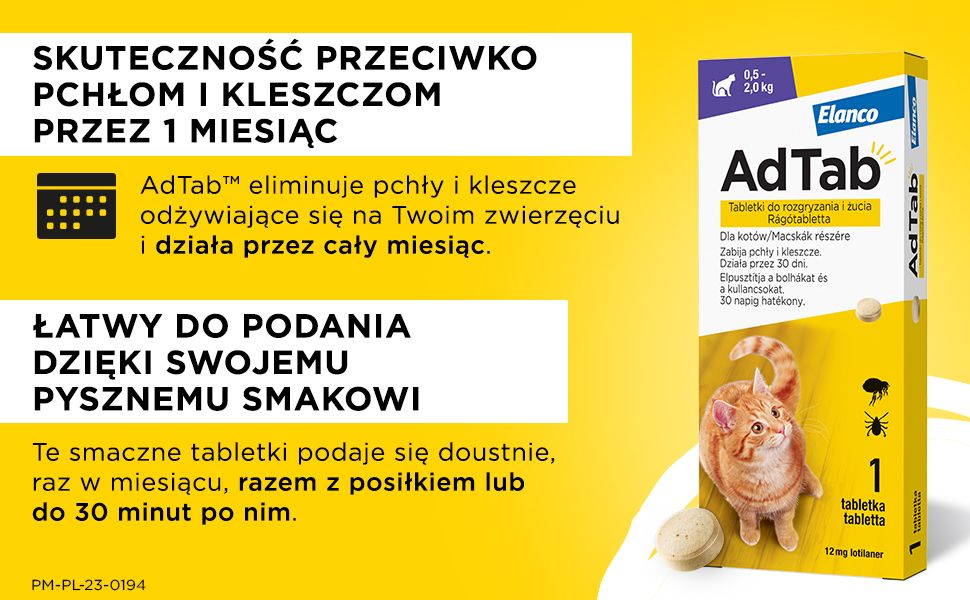 Elanco AdTab Cat 0,5-2 kg - skuteczność przeciwko pchłom