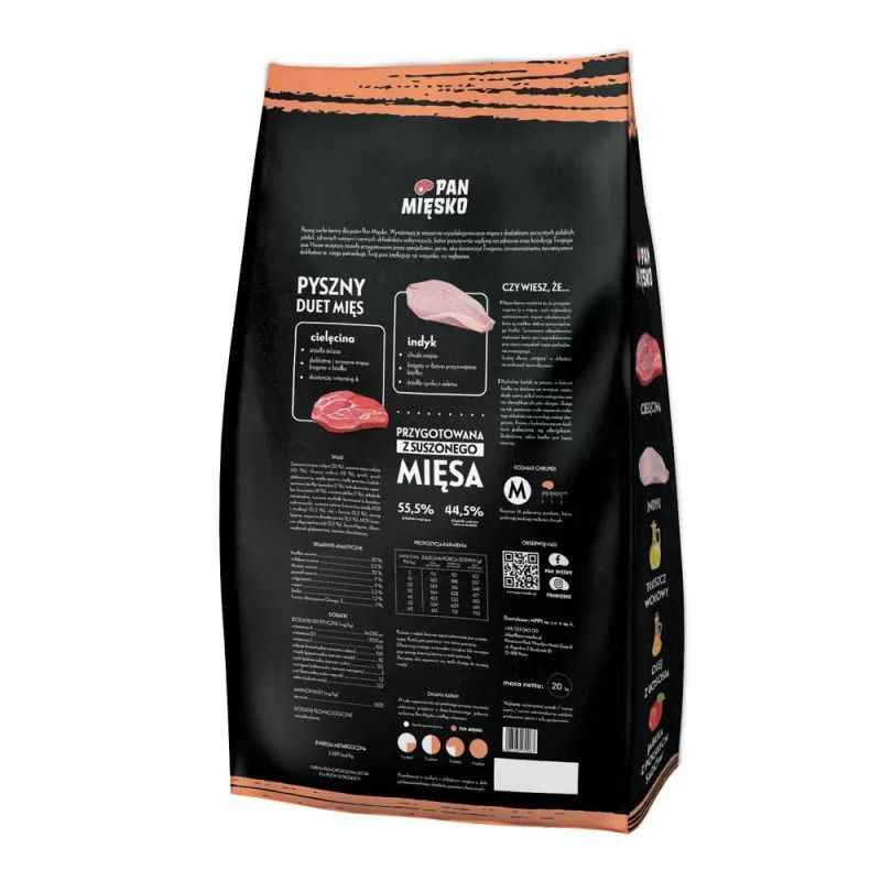 Pan Mięsko Cielęcina Z Indykiem 20Kg Chrupki M Tył