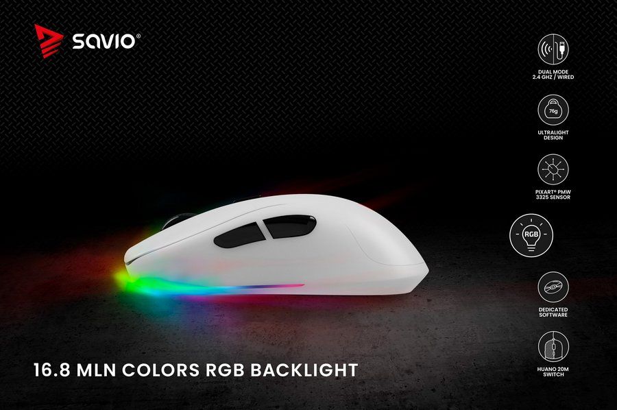 Pełne RGB 16,8 mln kolorów