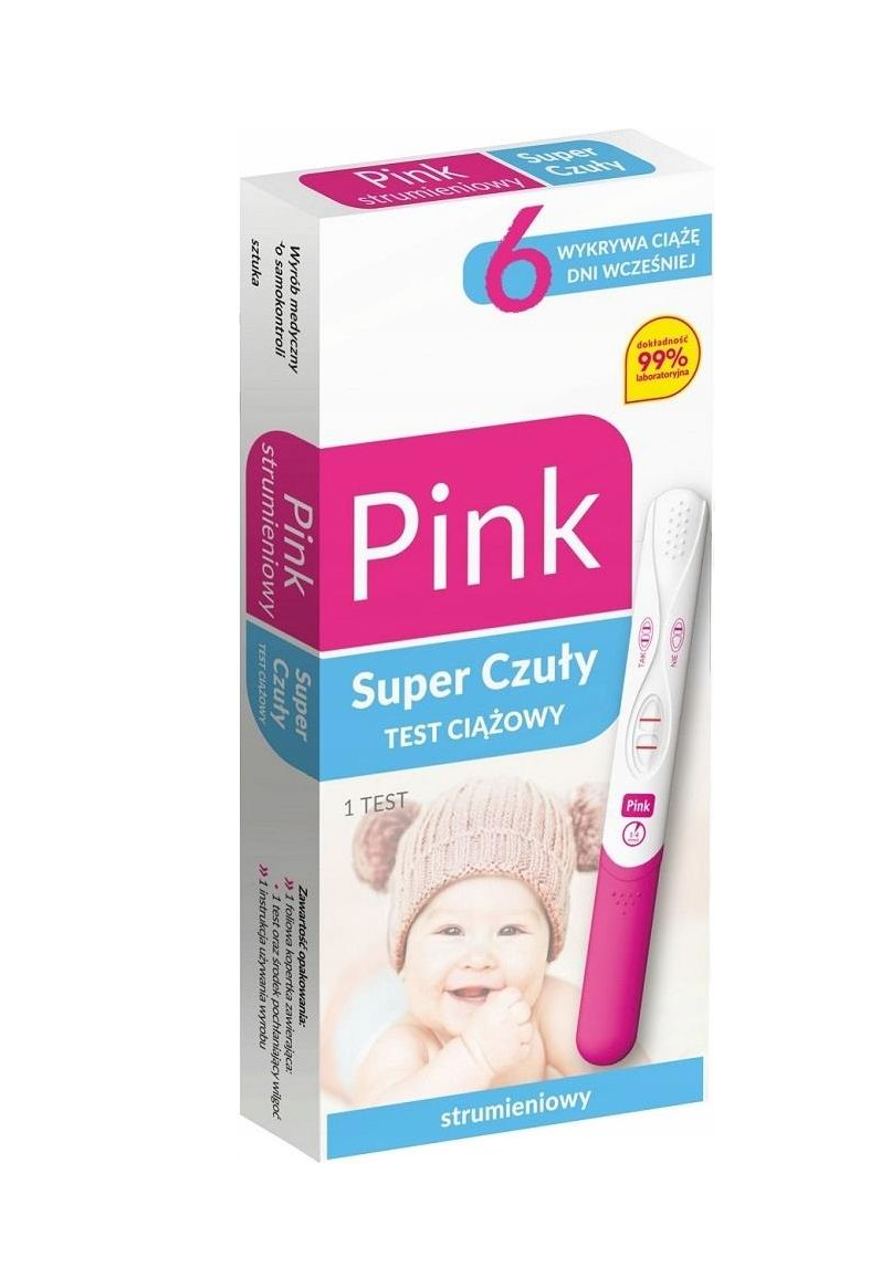 Test ciążowy strumieniowy Pink Super Czuły, 1 sztuka