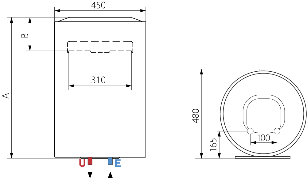 Ariston Lydos R rysunek techniczny
