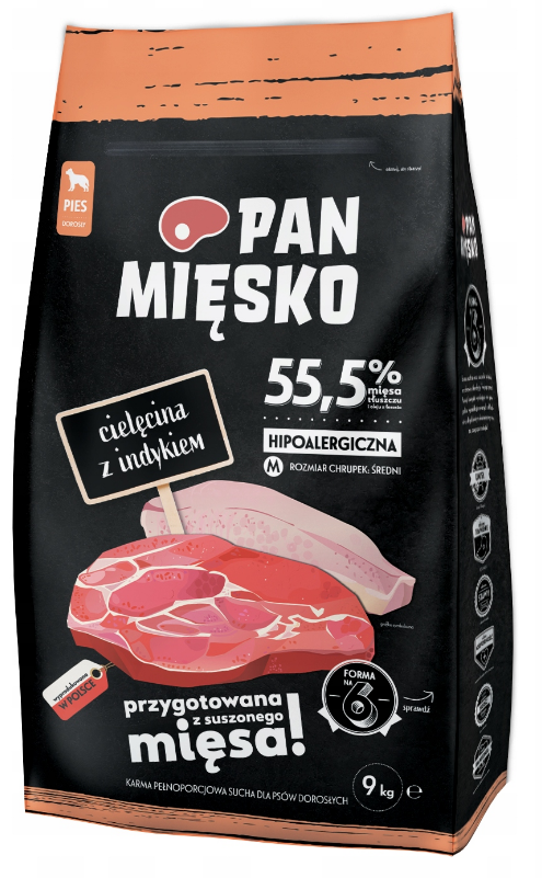 Pan Mięsko Cielęcina Z Indykiem 9kg Chrupki M
