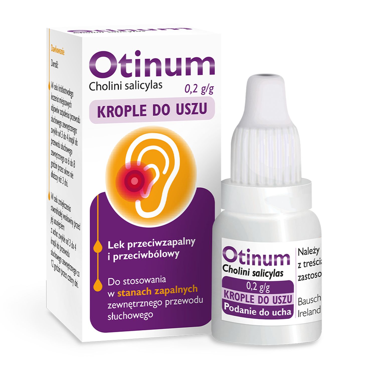 Otinum, 0,2 g/g, krople do uszu, 10 g
