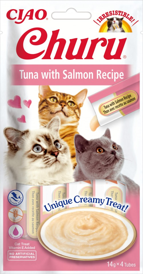 Inaba Cat Churu Purees z tuńczykiem i łososiem 4x14g