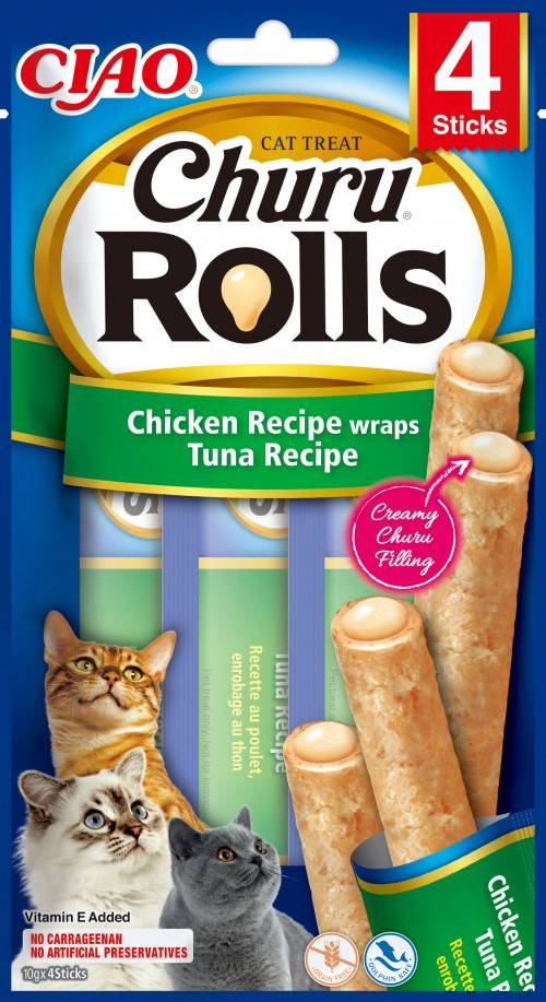 Inaba Cat Churu Rolls Kurczak z Tuńczykiem 4x10g