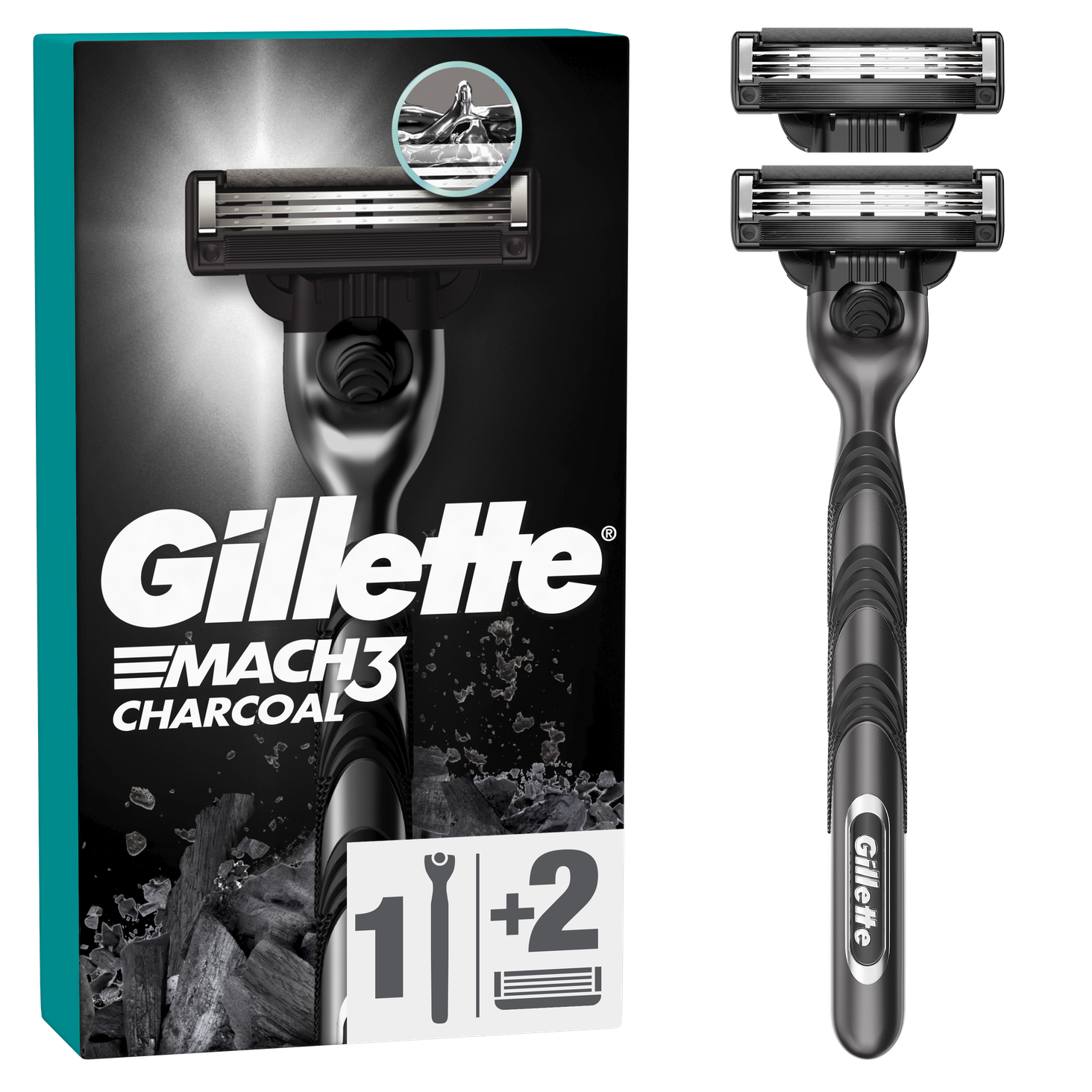 Gillette Mach3 Charcoal Maszynka do golenia + 2 ostrza