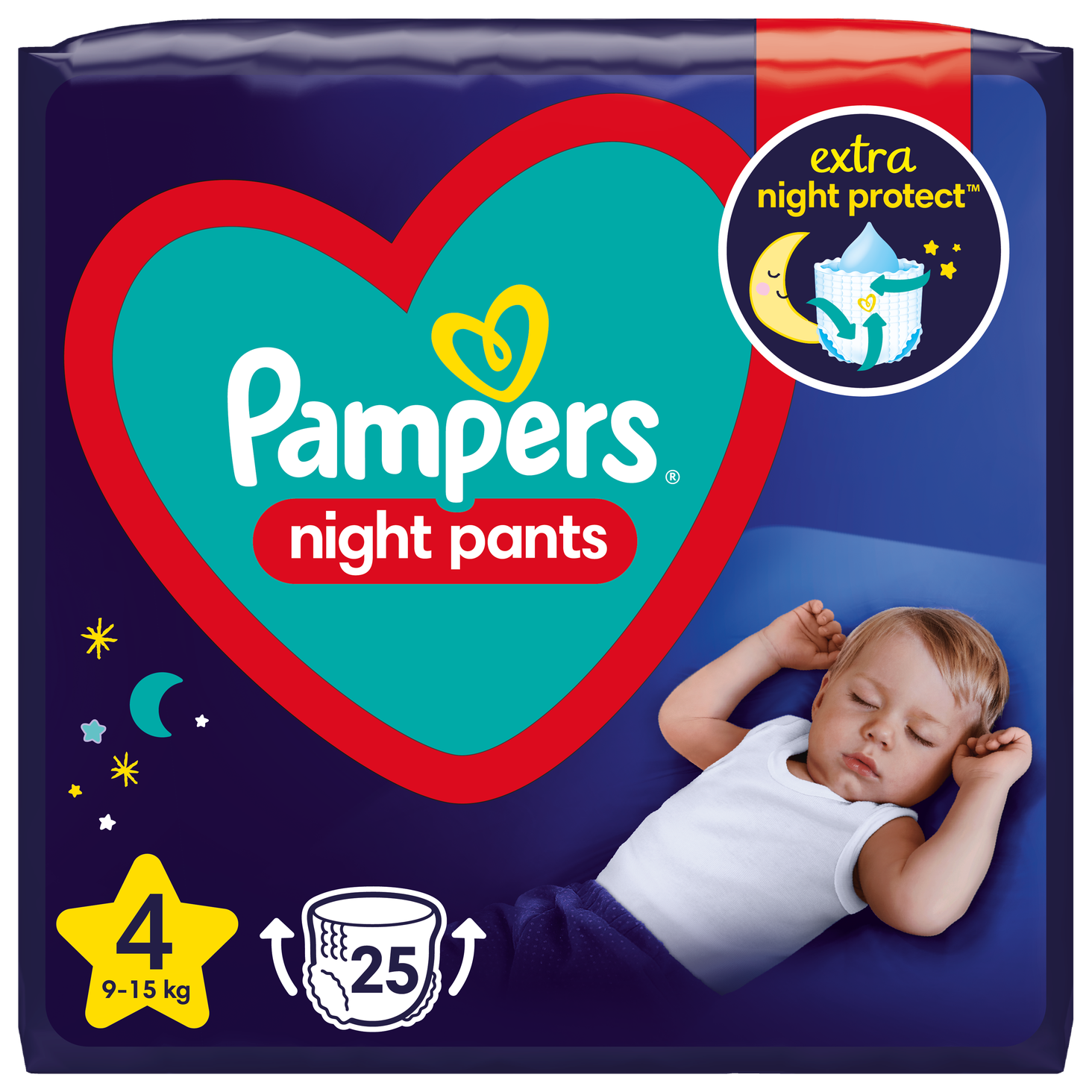 Pampers Night Pants Pieluchomajtki 4, 25 szt. 9kg-15kg