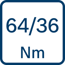 Moment obrotowy 64/36 Nm