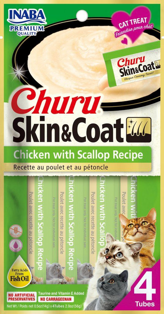 Inaba Cat Churu Skin & Coat Kurczak przegrzebki 4x14g