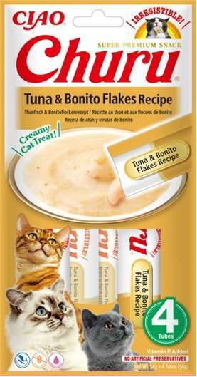Inaba Cat Churu Puree z tuńczykiem i wiórkami bonito 4x14g