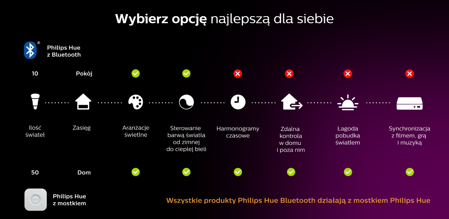Philips Hue lampa Go biała sterowanie bluetooth mostek