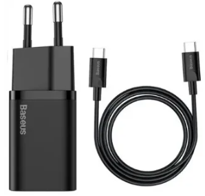 Baseus Sieciowa USB-C PD 25W + kabel USB Czarny (2678) - 1