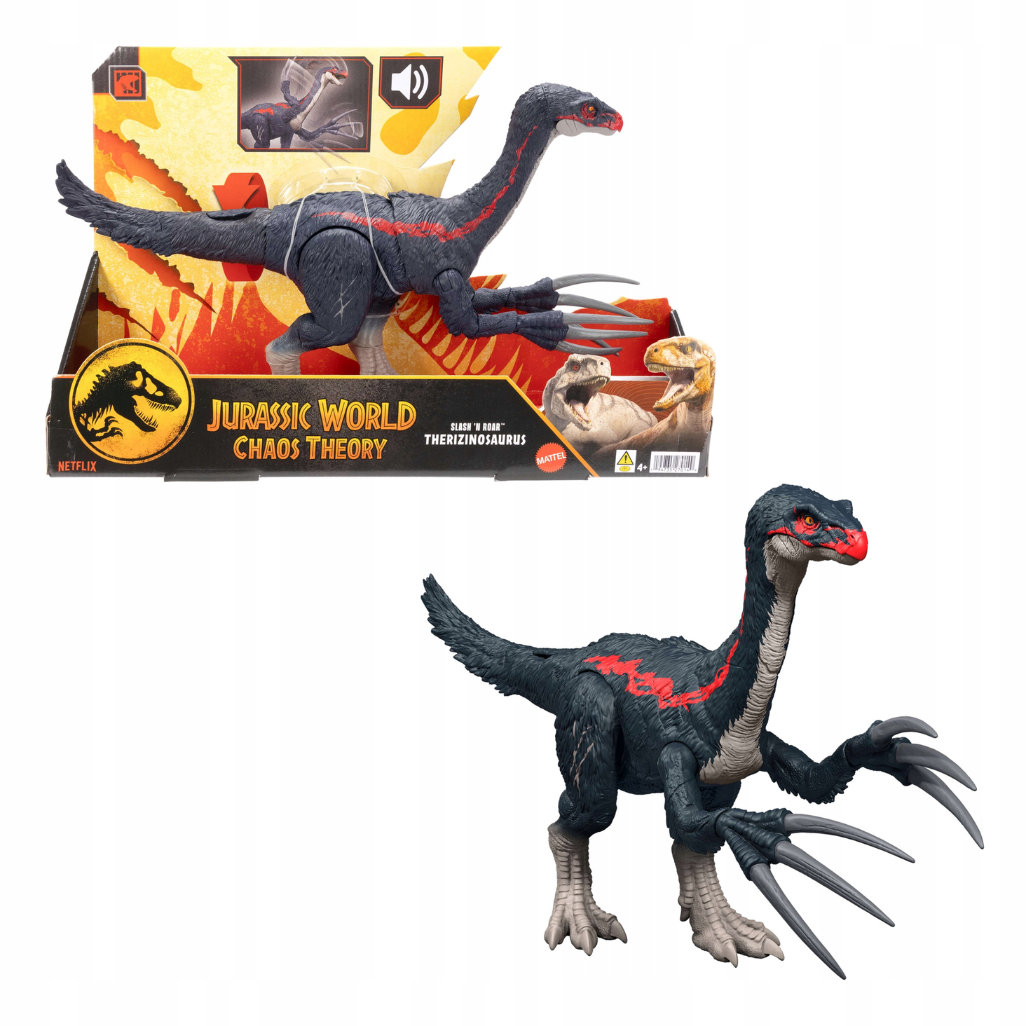 Mattel Jurassic World Teoria Chaosu Atakujący Terizinozaur