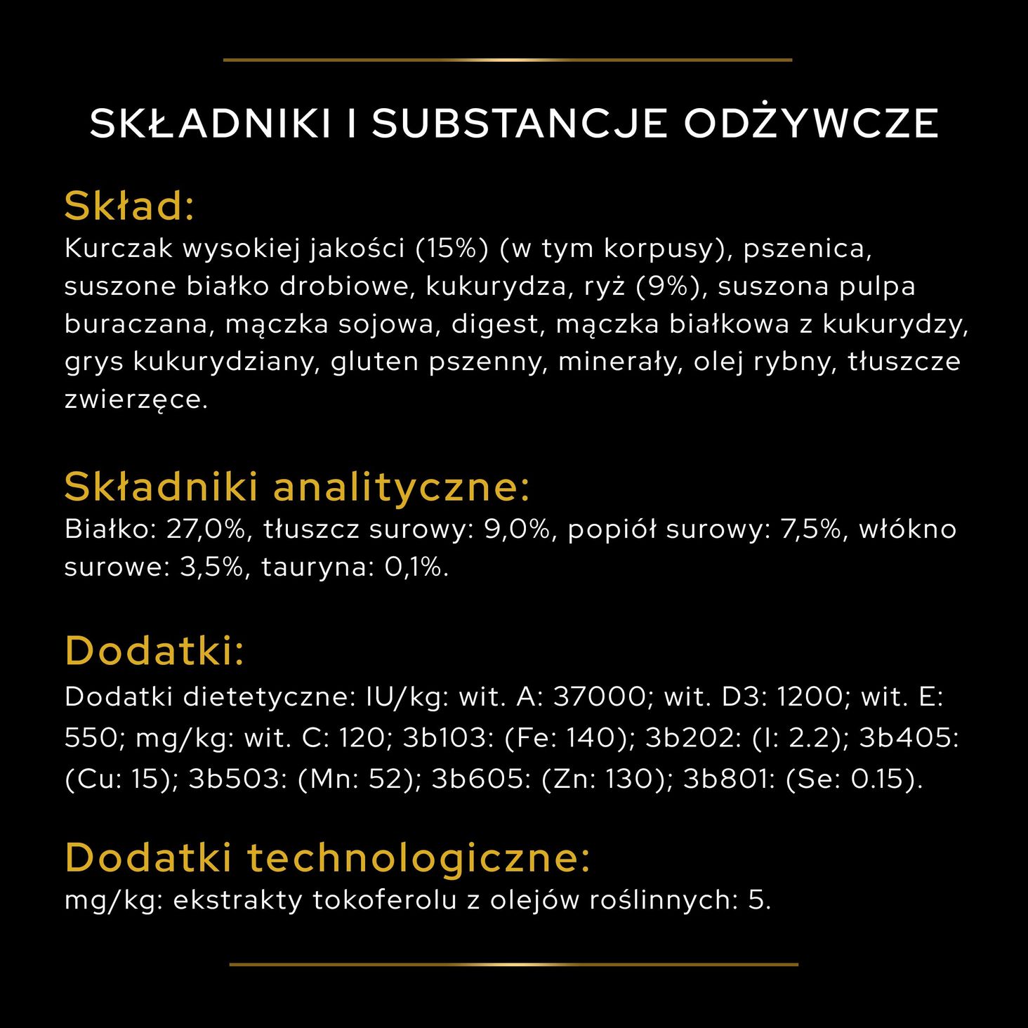 All Size Adult Light Sterilised Kurczak skład