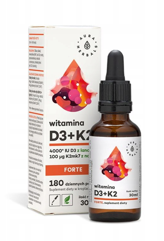 Aura Herbals Witamina D3 + K2 MK-7 Forte 4000IU/100mcg 30ml