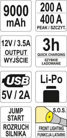 Urządzenie rozruchowe 9000mAh YT-83081 YATO - 4