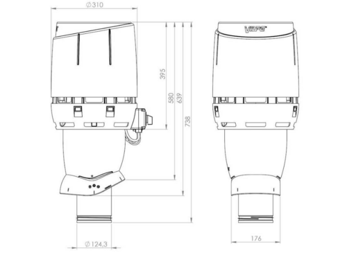Vilpe Kominek ECO FLOW 125P/500 Szary 350247_2