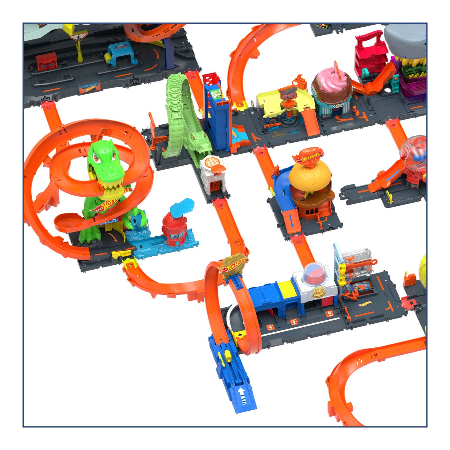 Hot Wheels Zakręcony tor Remiza T-rexa 7
