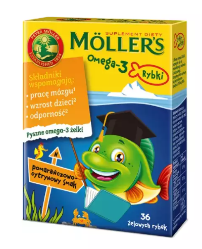 Mollers Omega-3 Rybki pomarańczowo-cytrynowe 36 szt.