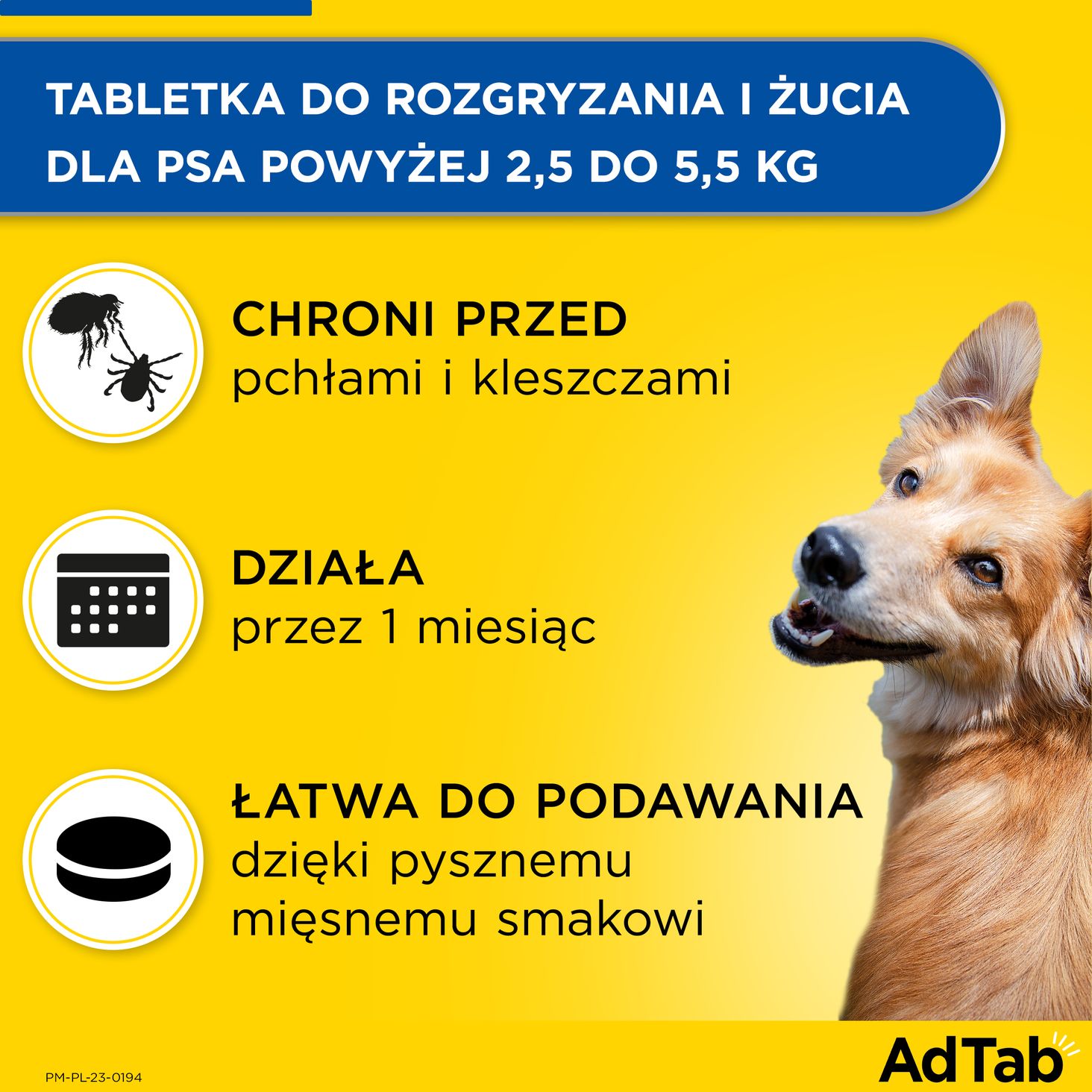 Elanco AdTab Dog 2,5-5,5kg - działa przez 1 miesiąc