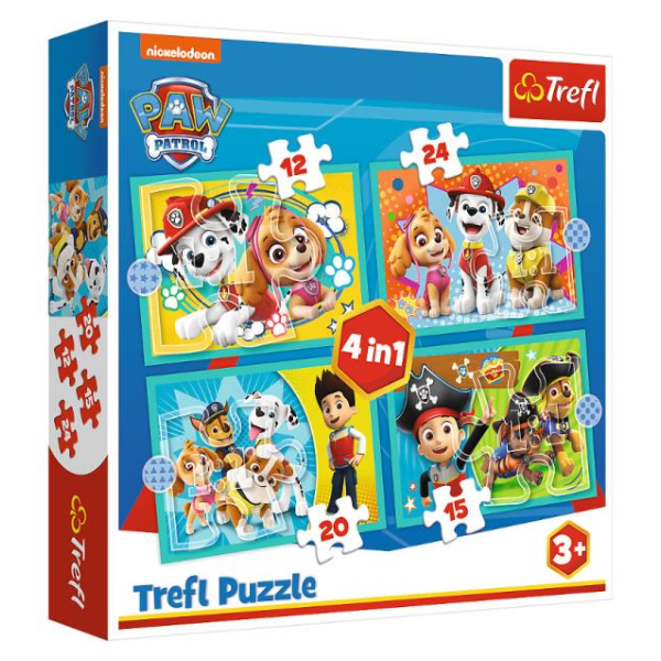 Trefl Puzzle 4w1 Wesoła ekipa Psiego Patrolu 34346