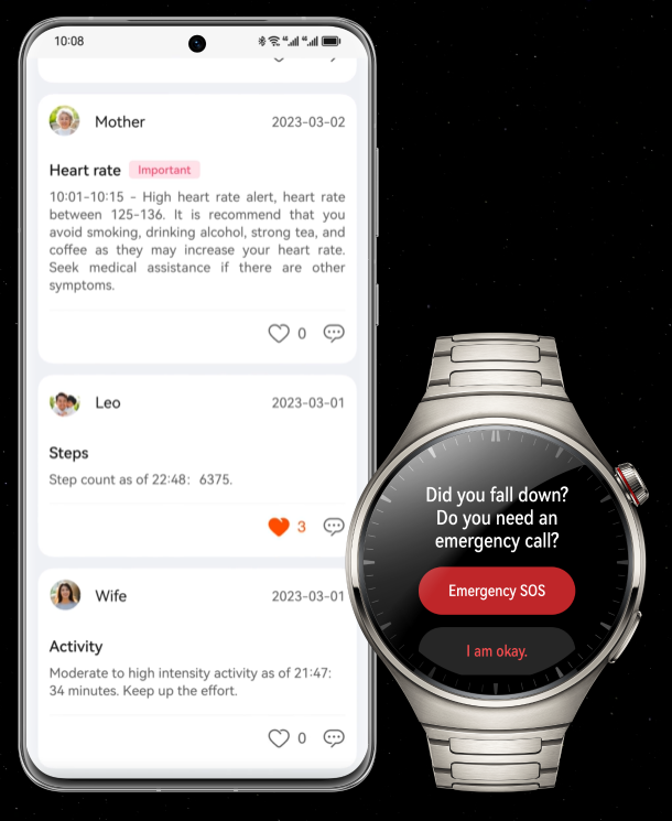 Huawei watch 4 - aplikacja huawei zdrowie - powiadomienia