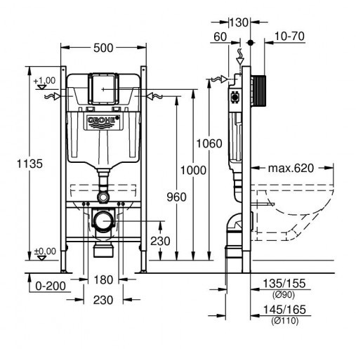 Grohe Rapid-Sl 38840000 - rasunek techniczny